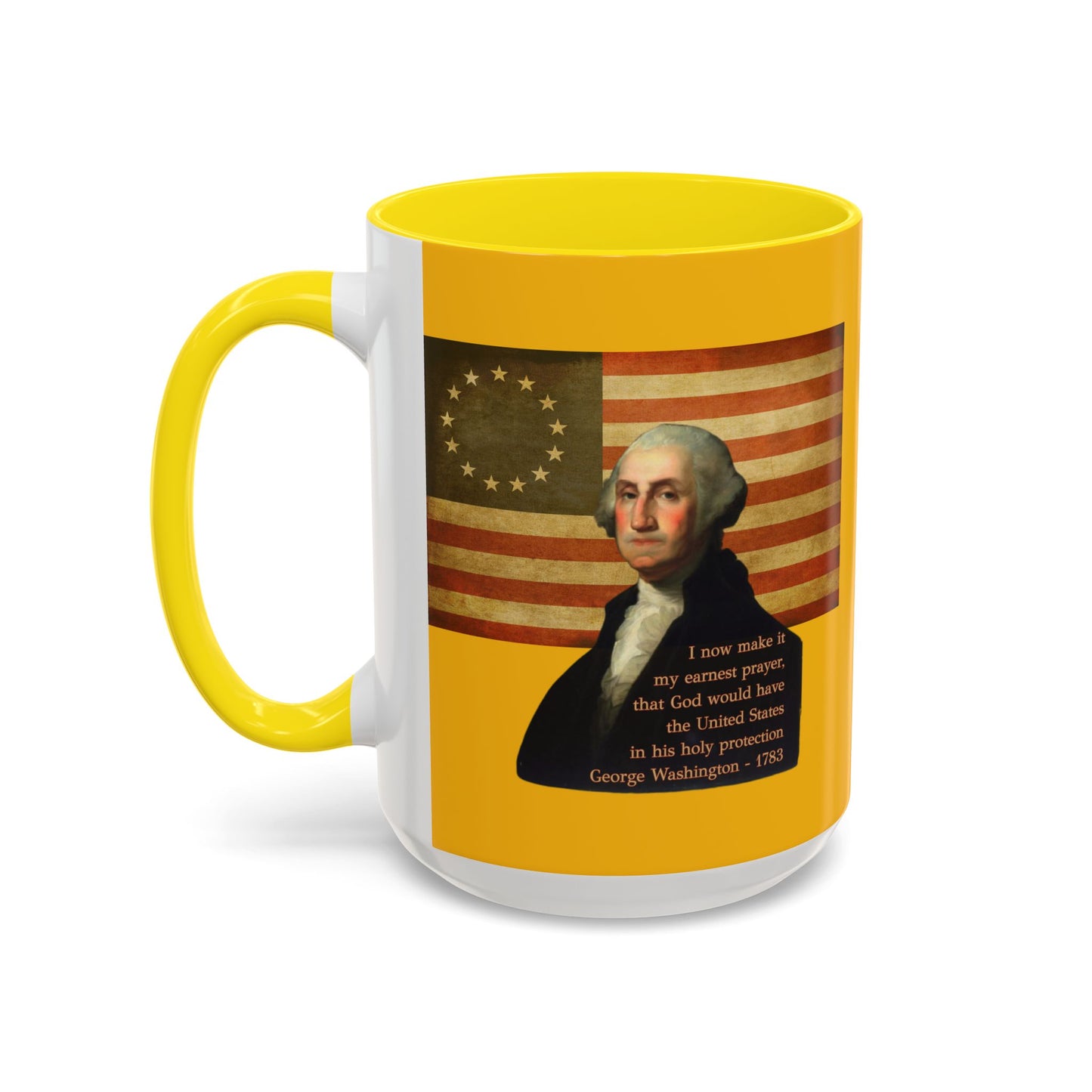 Washington's Earnest Prayer Yellow Accent Mug by theGreenDragonTavern.shop