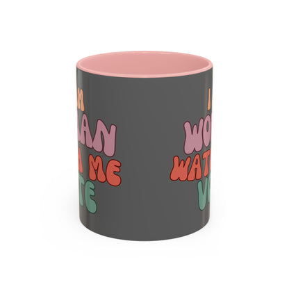 I Am Woman Watch Me Vote Grey Accent Mug by theGreenDragonTavern.shop
