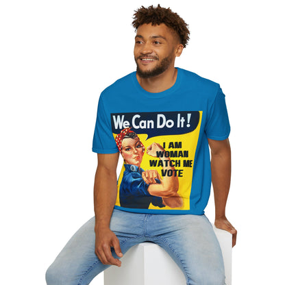 I Am Woman Watch Me Vote Rosie Dark colors Unisex T-Shirt by theGreenDragonTavern.shop