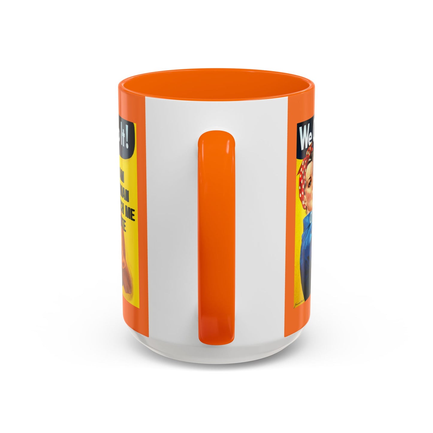 I Am Woman Watch Me Vote Rosie Orange Accent Mug by theGreenDragonTavern.shop