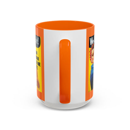 I Am Woman Watch Me Vote Rosie Orange Accent Mug by theGreenDragonTavern.shop