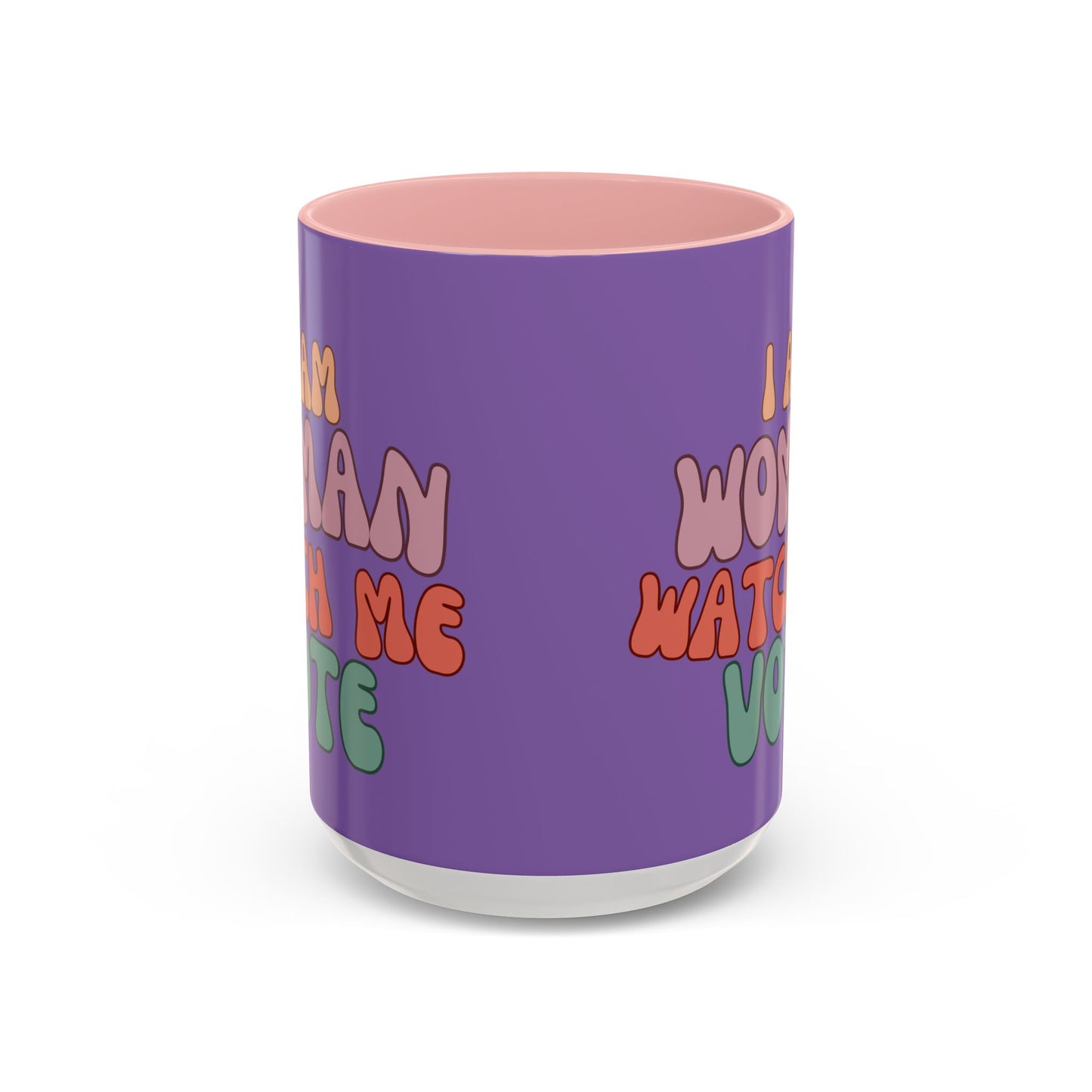 I Am Woman Watch Me Vote Light Purple Accent Mug by theGreenDragonTavern.shop