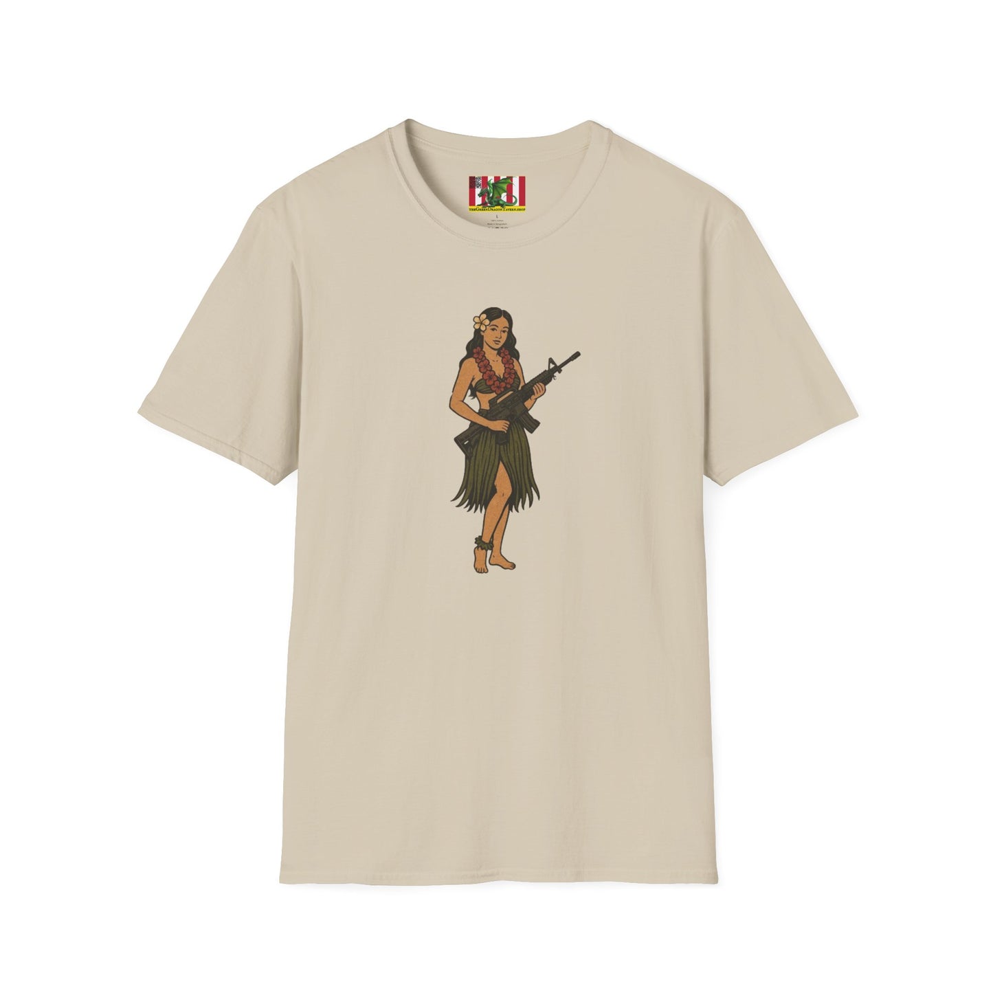Hula Girl Packin' Heat Light colors Unisex T-Shirt by theGreenDragonTavern.shop