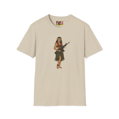 Hula Girl Packin' Heat Light colors Unisex T-Shirt by theGreenDragonTavern.shop