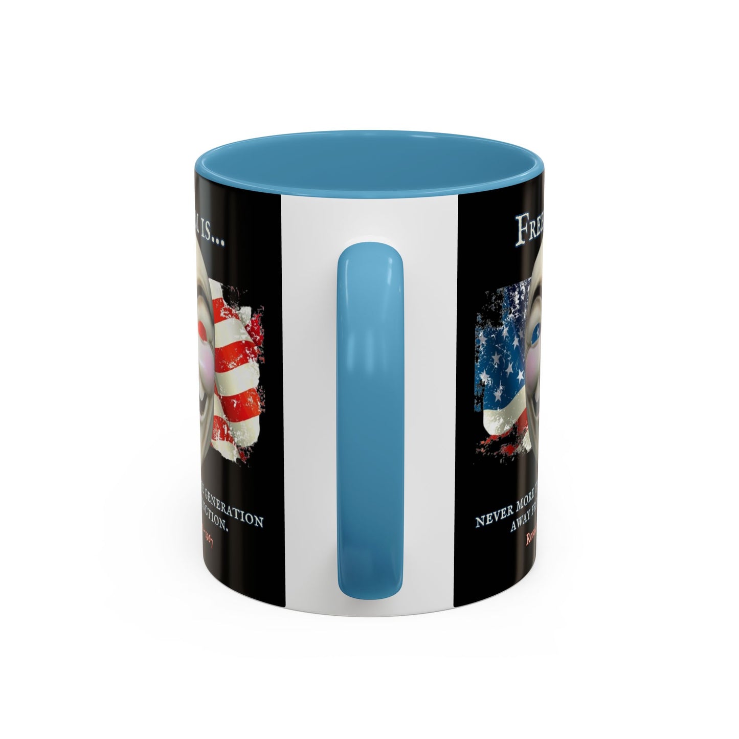 Ronald Reagan Freedom Vendetta Black Accent Mug by theGreenDragonTavern.shop