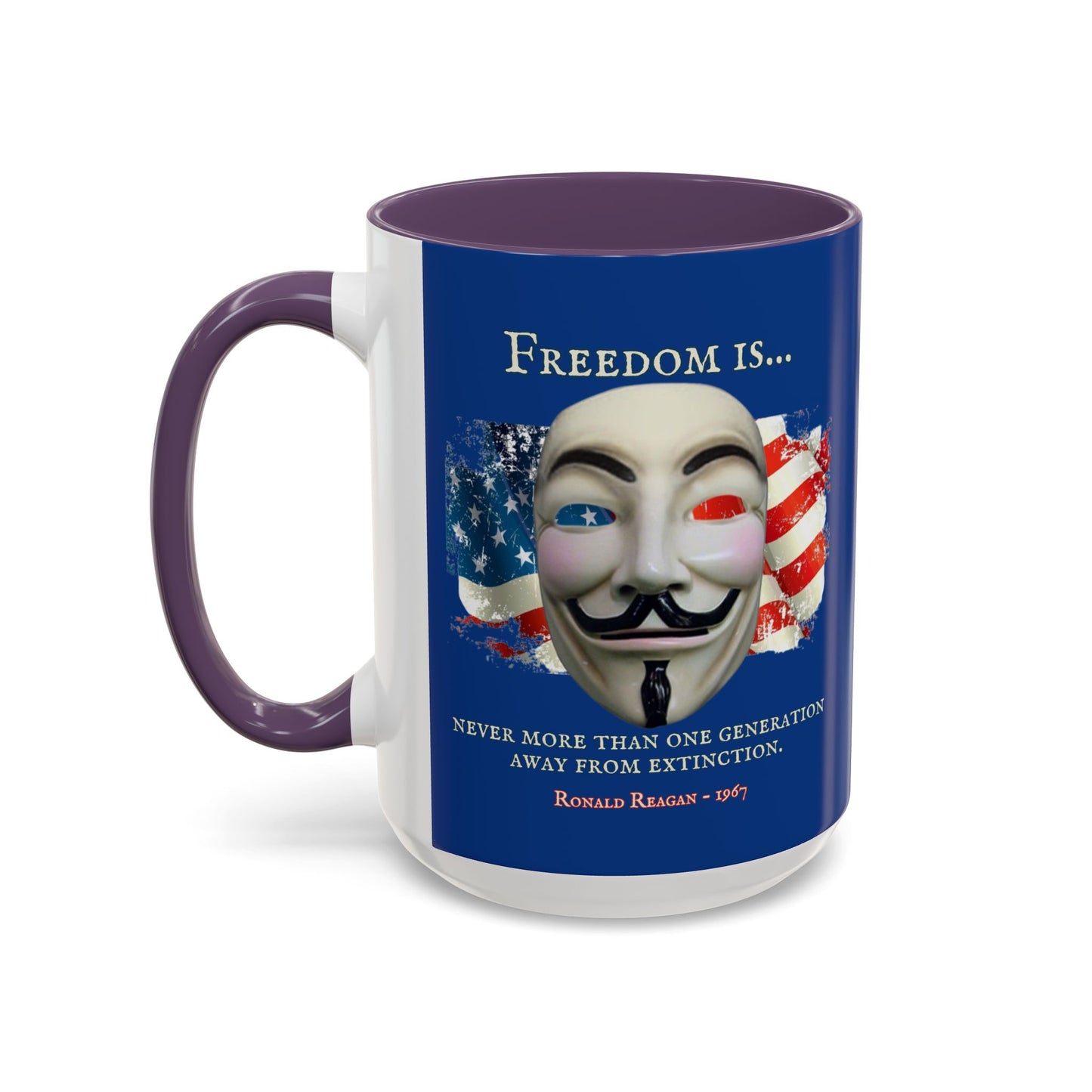 Ronald Reagan Freedom Vendetta Blue Accent Mug by theGreenDragonTavern.shop