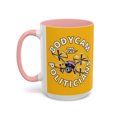 Bodycam the Politicians Drone Yellow Accent Mug by theGreenDragonTavern.shop