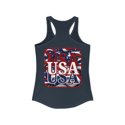 2-sided, Red WHITE and Blue USA Patriot Women's Racerback Tank Top by theGreenDragonTavern.shop