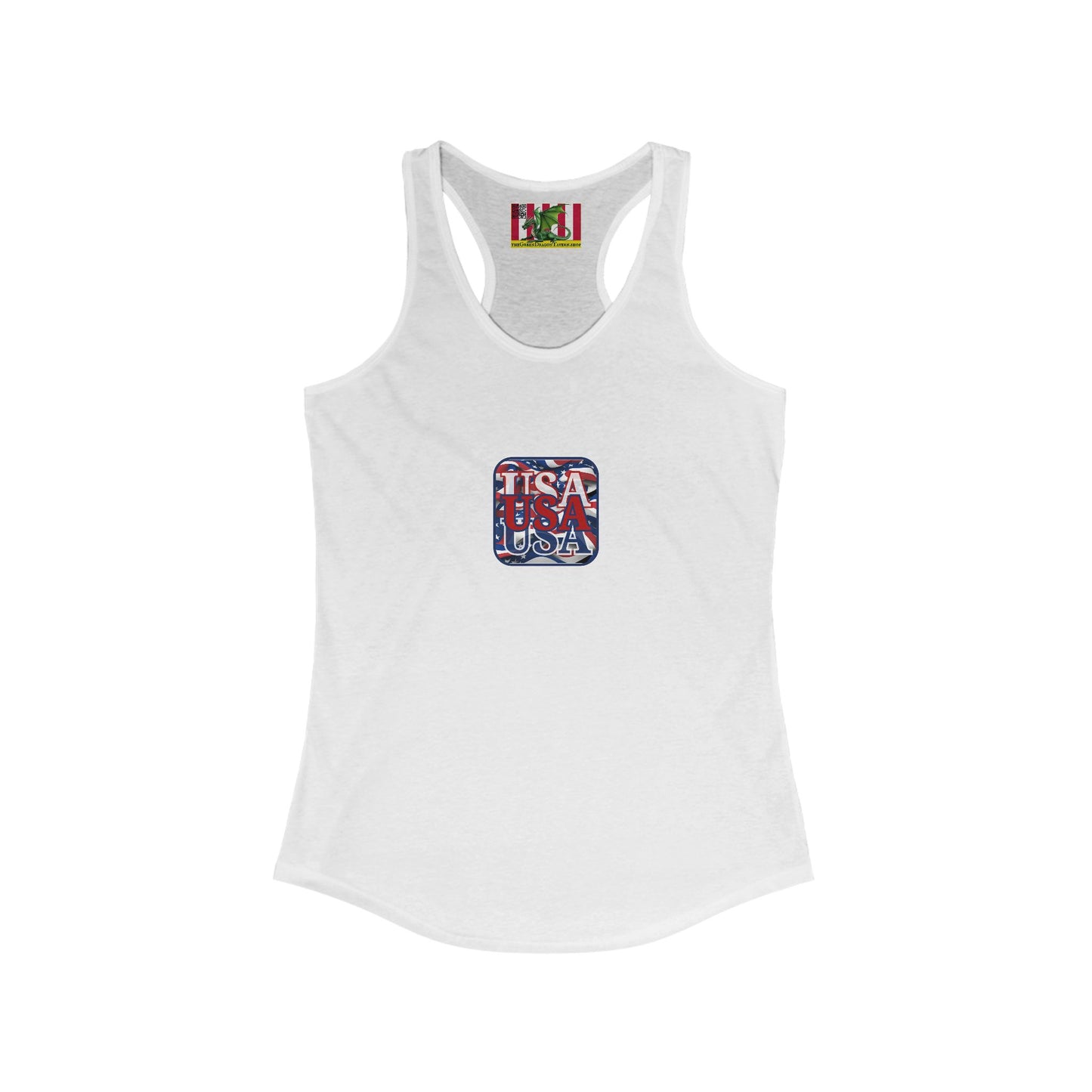 2-sided, RED White and Blue USA Patriot Women's Racerback Tank Top by theGreenDragonTavern.shop