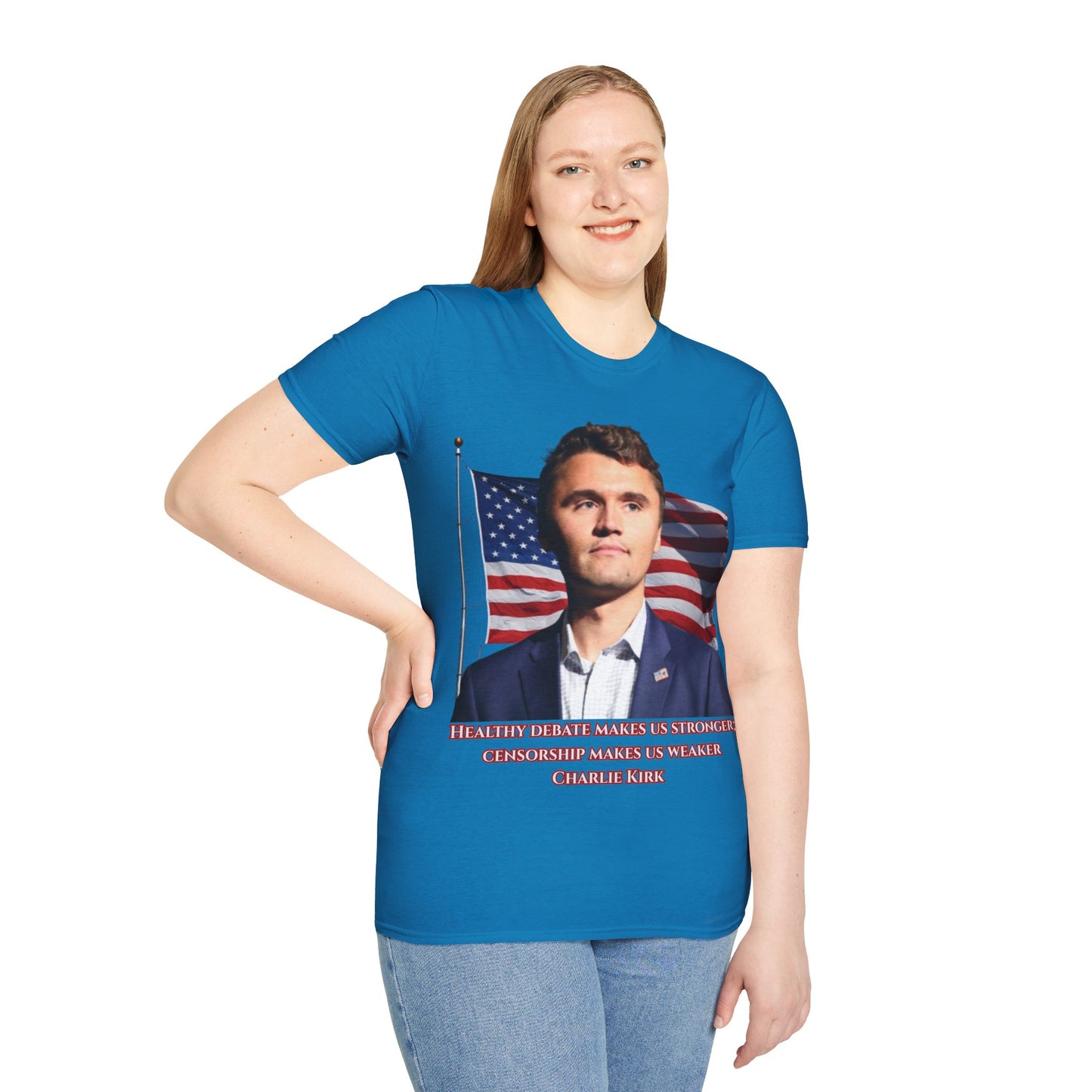 Charlie Kirk, Healthy Debate Dark colors Unisex T-Shirt by theGreenDragonTavern.shop