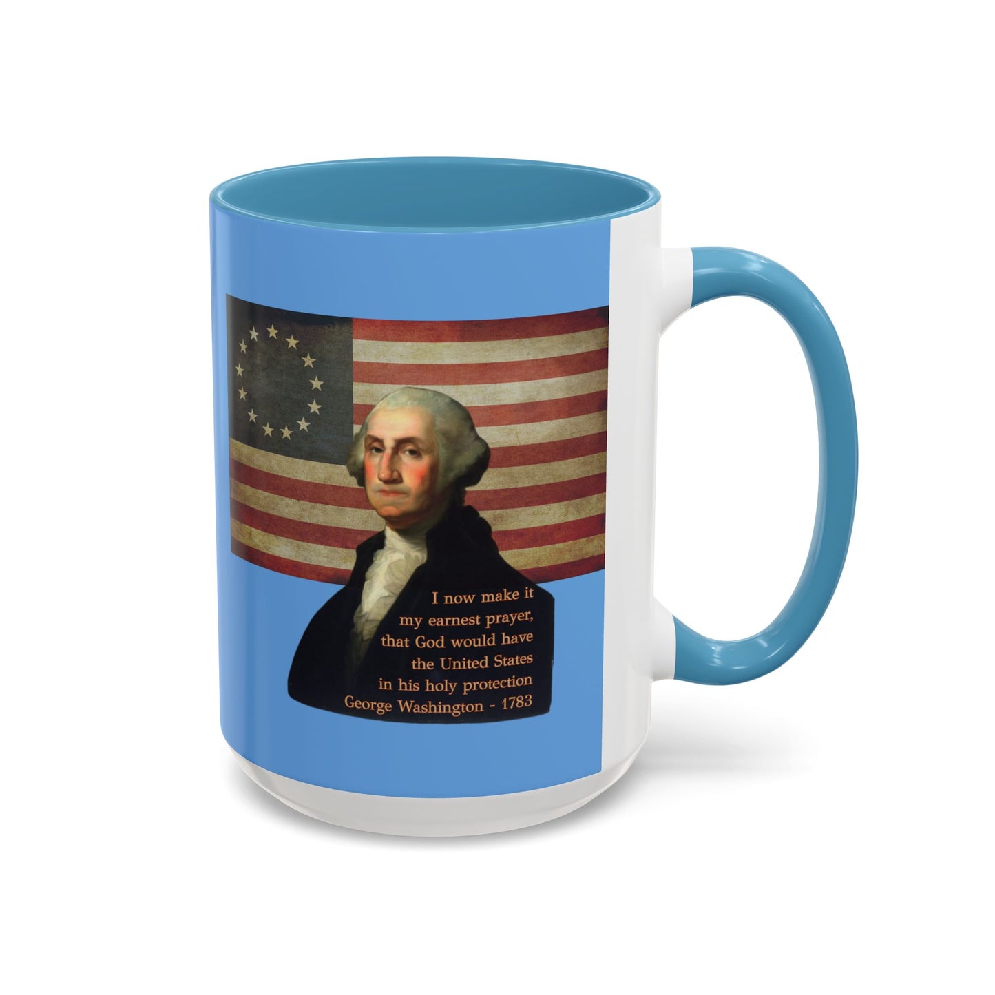 Washington's Earnest Prayer Light Blue Accent Mug by theGreenDragonTavern.shop