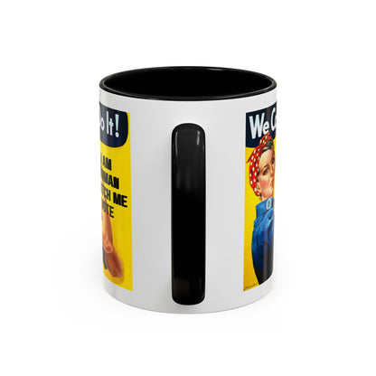 I Am Woman Watch Me Vote Rosie White Accent Mug by theGreenDragonTavern.shop