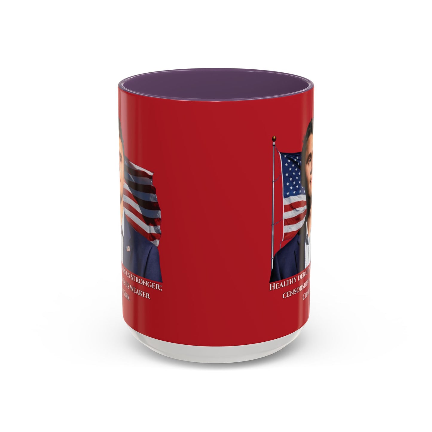 Charlie Kirk, Healthy Debate Red Accent Mug by theGreenDragonTavern.shop