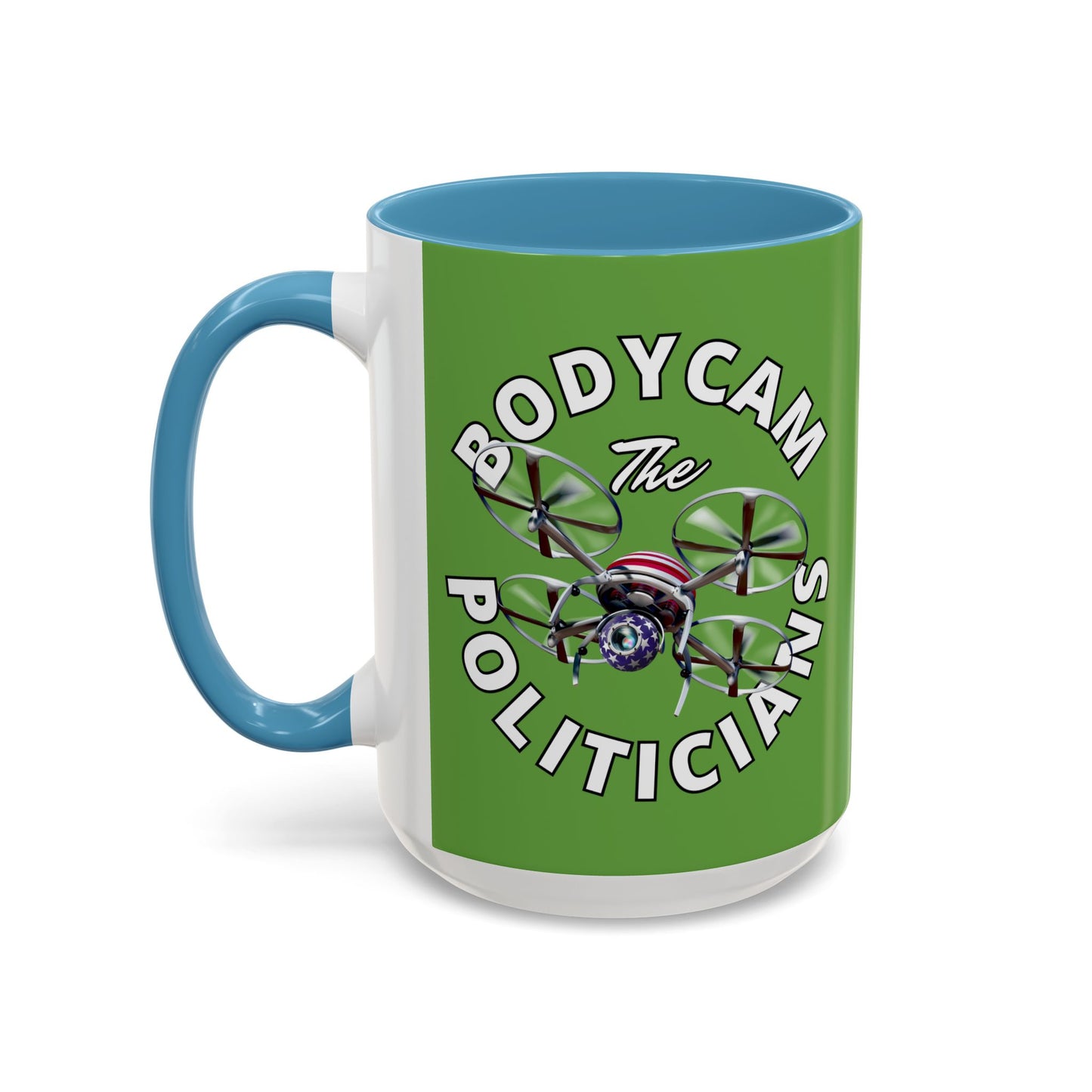 Bodycam the Politicians Drone Green Accent Mug by theGreenDragonTavern.shop