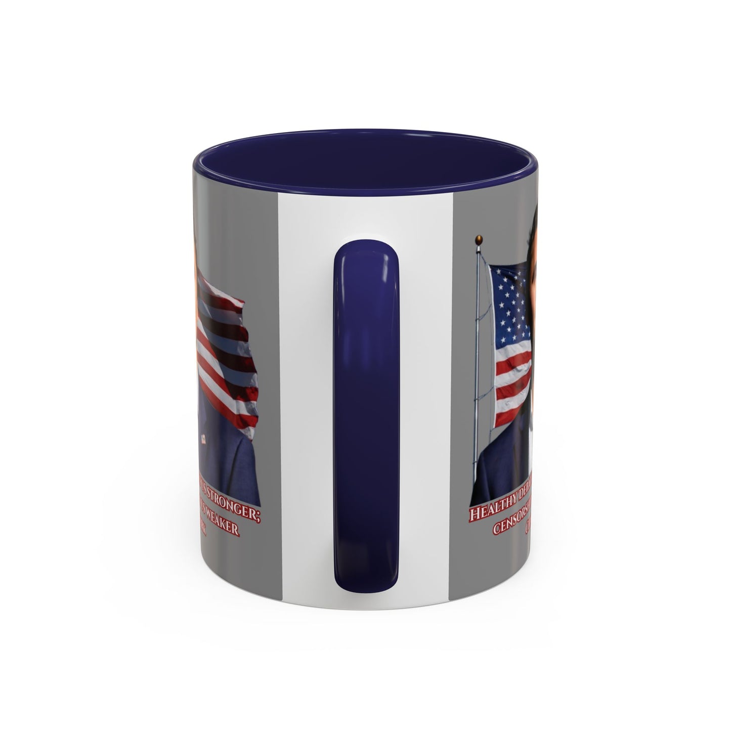 Charlie Kirk, Healthy Debate Grey Accent Mug by theGreenDragonTavern.shop