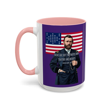 "Traitors and Patriots" Ulysses Grant Dark Purple Accent Mug by theGreenDragonTavern.shop