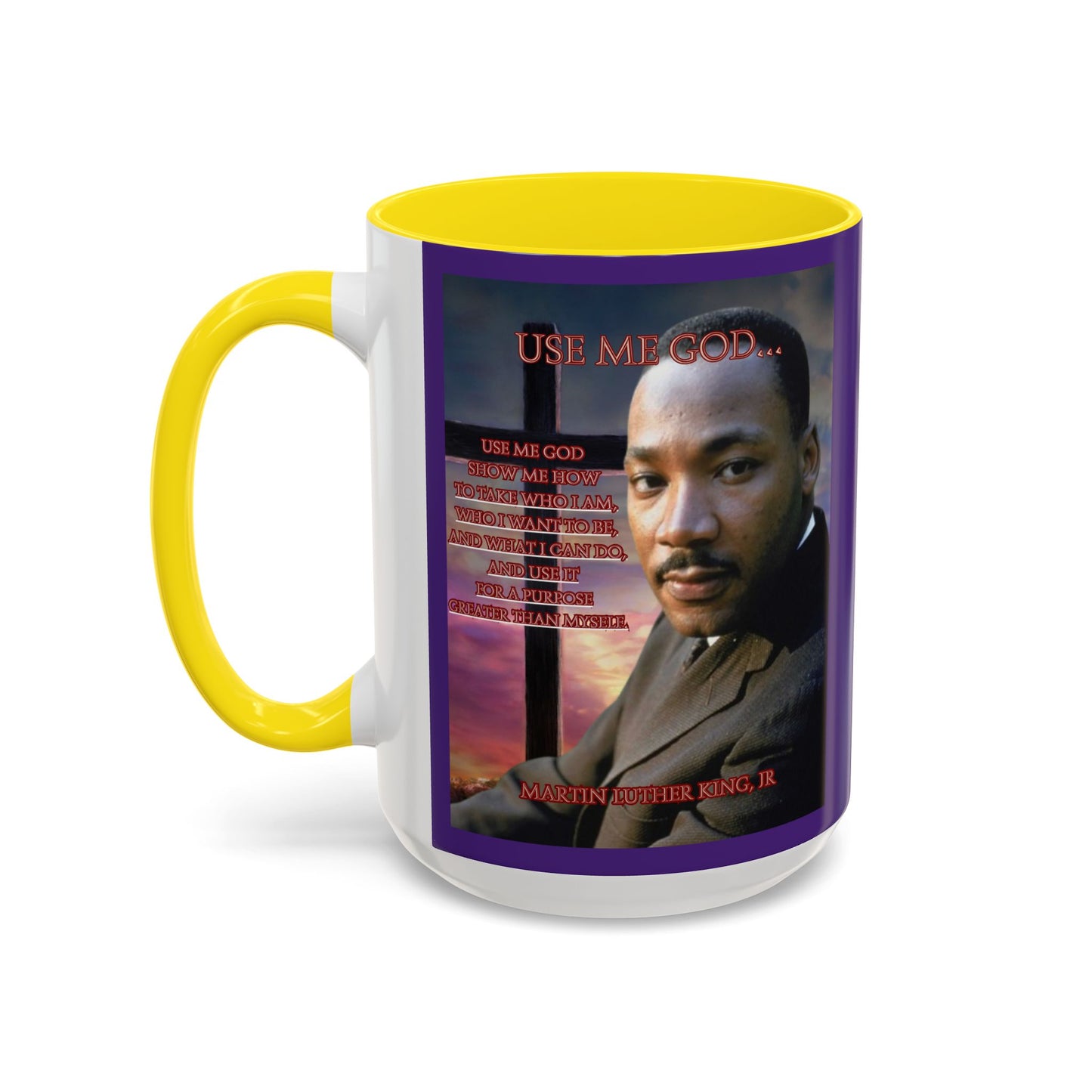 Use Me God, MLK Jr Purple Accent Mug by theGreenDragonTavern.shop