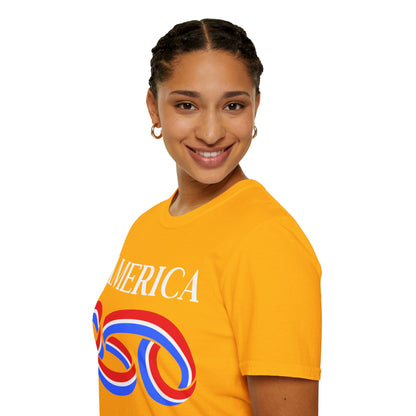 America 250 White font, Light colors, Unisex T-Shirt by theGreenDragonTavern.shop