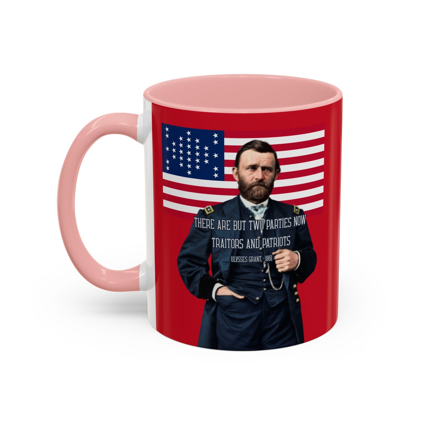 "Traitors and Patriots" Ulysses Grant Red Accent Mug by theGreenDragonTavern.shop