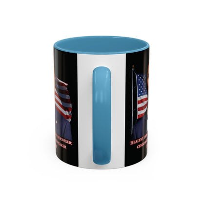 Charlie Kirk, Healthy Debate Black Accent Mug by theGreenDragonTavern.shop