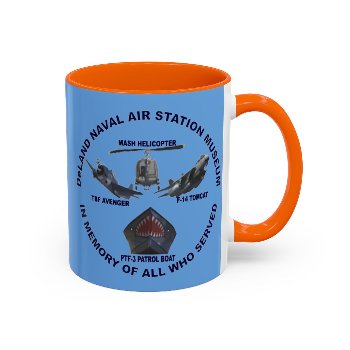 DNASM 2-sided, Founding & Student Art Light Blue Accent Mug by theGreenDragonTavern.shop
