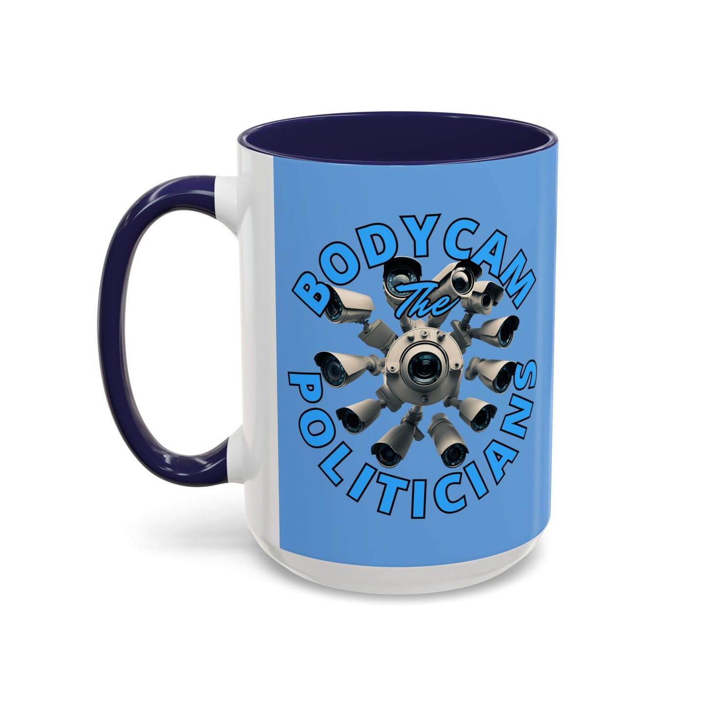 Bodycam the Politicians Cameras Blue Accent Mug by theGreenDragonTavern.shop