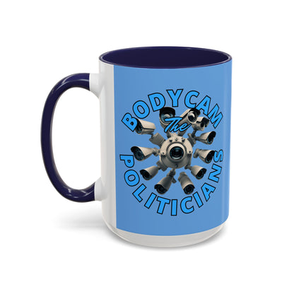 Bodycam the Politicians Cameras Blue Accent Mug by theGreenDragonTavern.shop