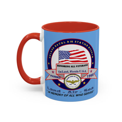 DNASM 2-sided, Founding & Student Art w/Navy Ring Light Blue Accent Mug by theGreenDragonTavern.shop