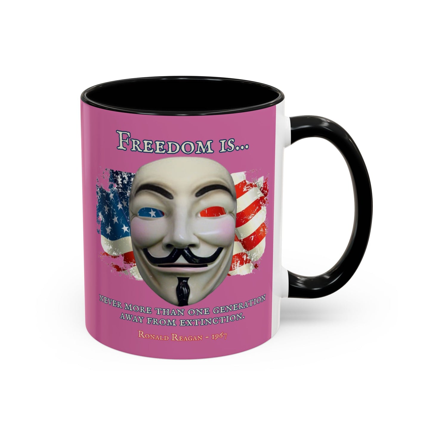 Ronald Reagan Freedom Vendetta Pink Accent Mug by theGreenDragonTavern.shop
