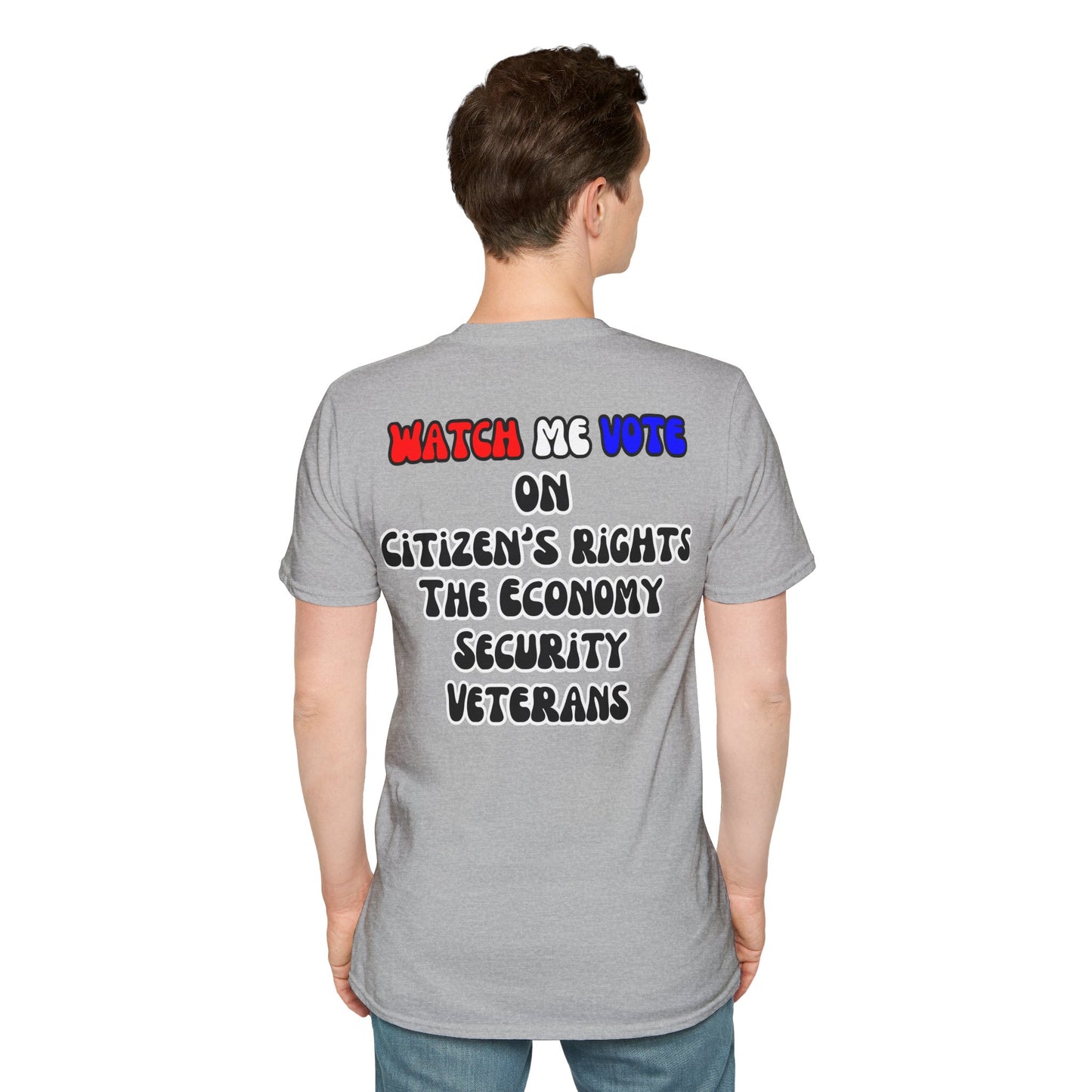 2-sided, I Am Woman Watch Me Vote Light colors Unisex T-Shirt by theGreenDragonTavern.shop