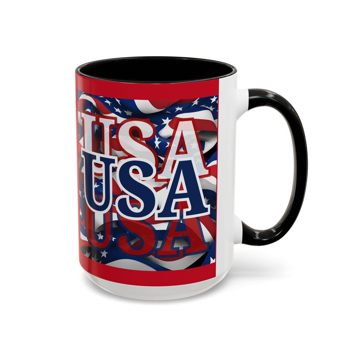 USA Blue font Center Patriot Red Accent Mug by theGreenDragonTavern.shop