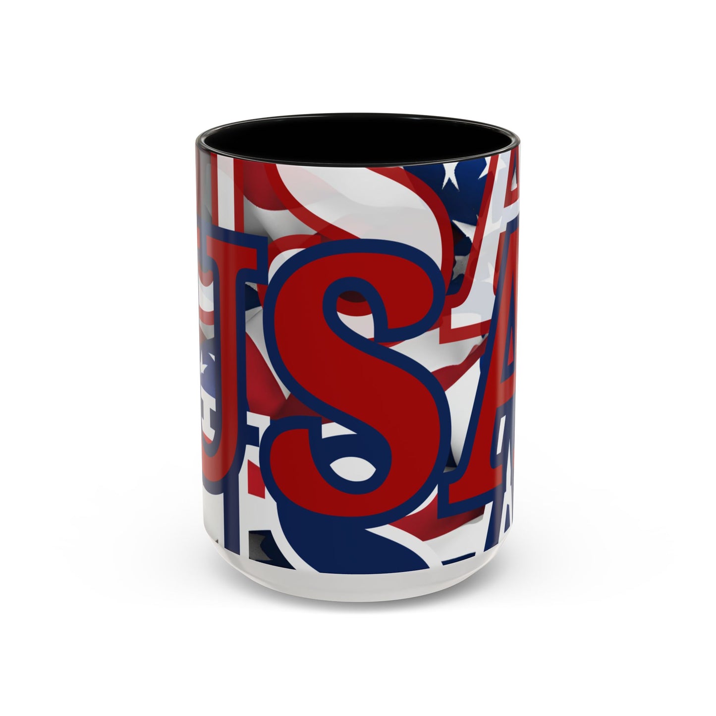 USA! USA! USA Red font Patriot White Accent Mug by theGreenDragonTavern.shop