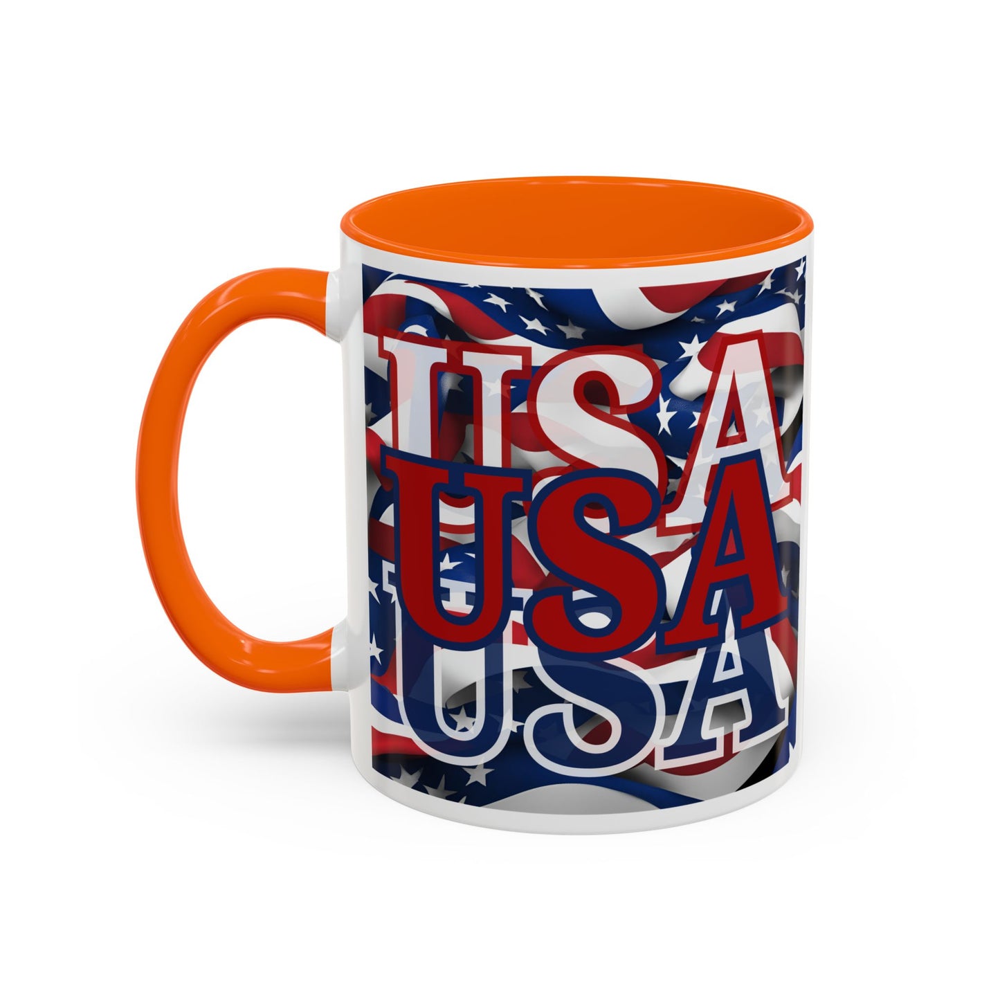 USA Red font Center Patriot White Accent Mug by theGreenDragonTavern.shop