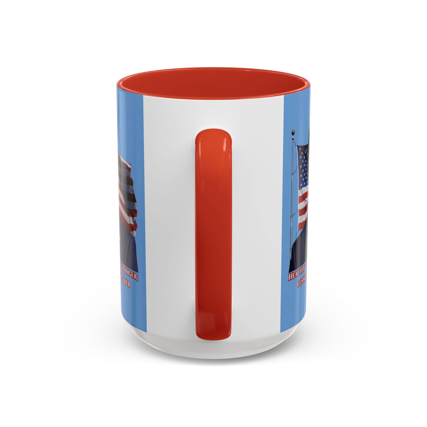 Charlie Kirk, Healthy Debate Light Blue Accent Mug by theGreenDragonTavern.shop