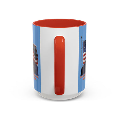 Charlie Kirk, Healthy Debate Light Blue Accent Mug by theGreenDragonTavern.shop