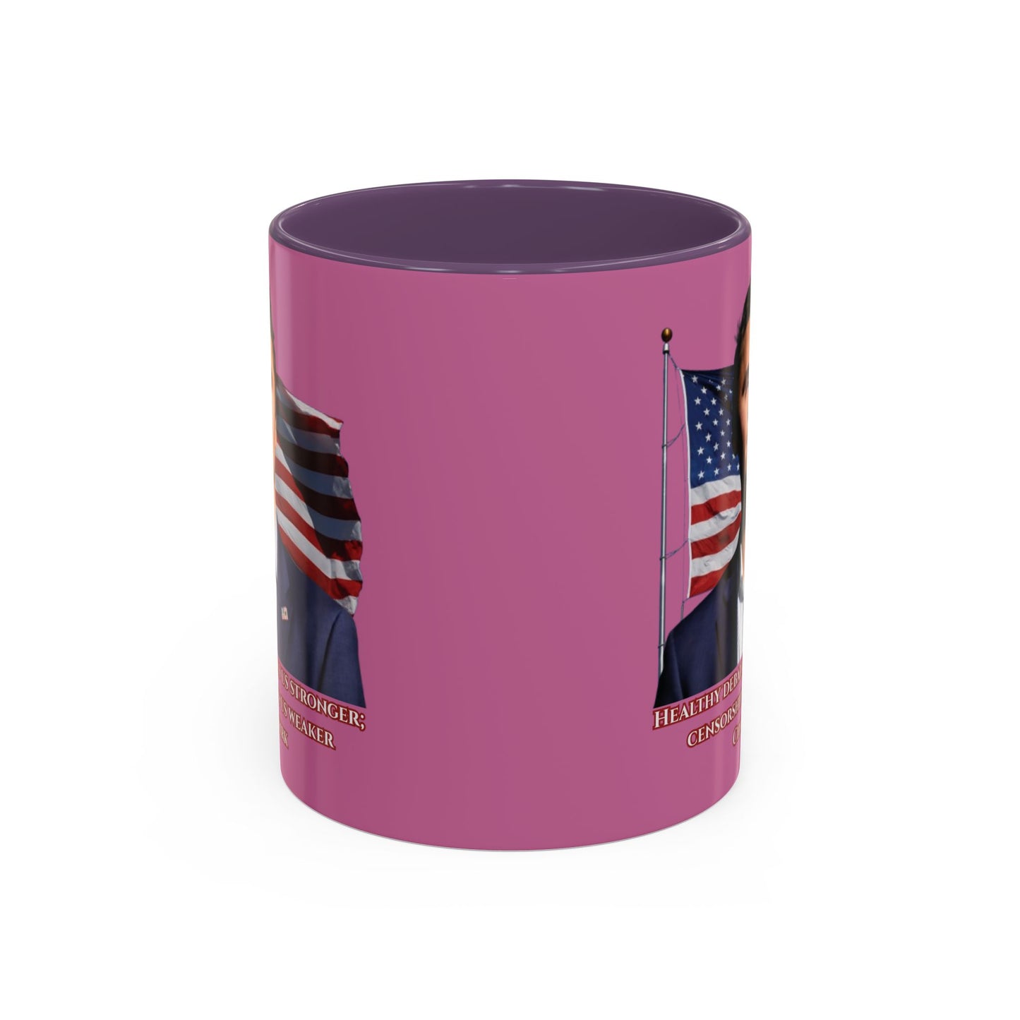 Charlie Kirk, Healthy Debate Pink Accent Mug by theGreenDragonTavern.shop