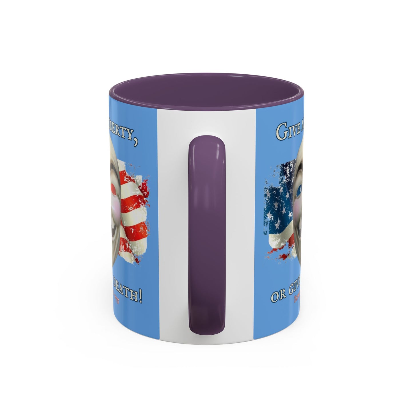 Vendetta, "Give me liberty, or give me death!" Blue Accent Mug by theGreenDragonTavern.shop