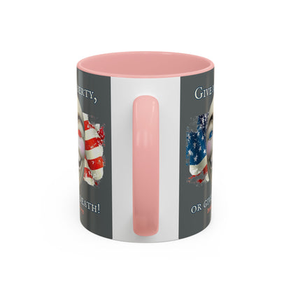 Vendetta, "Give me liberty, or give me death!" Grey Accent Mug by theGreenDragonTavern.shop