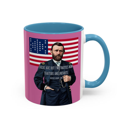 "Traitors and Patriots" Ulysses Grant Pink Accent Mug by theGreenDragonTavern.shop