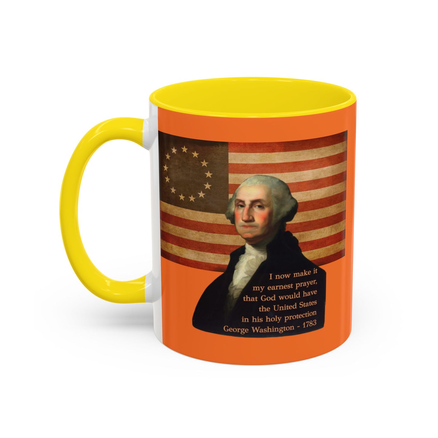 Washington's Earnest Prayer Orange Accent Mug by theGreenDragonTavern.shop