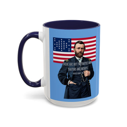 "Traitors and Patriots" Ulysses Grant Light Blue Accent Mug by theGreenDragonTavern.shop