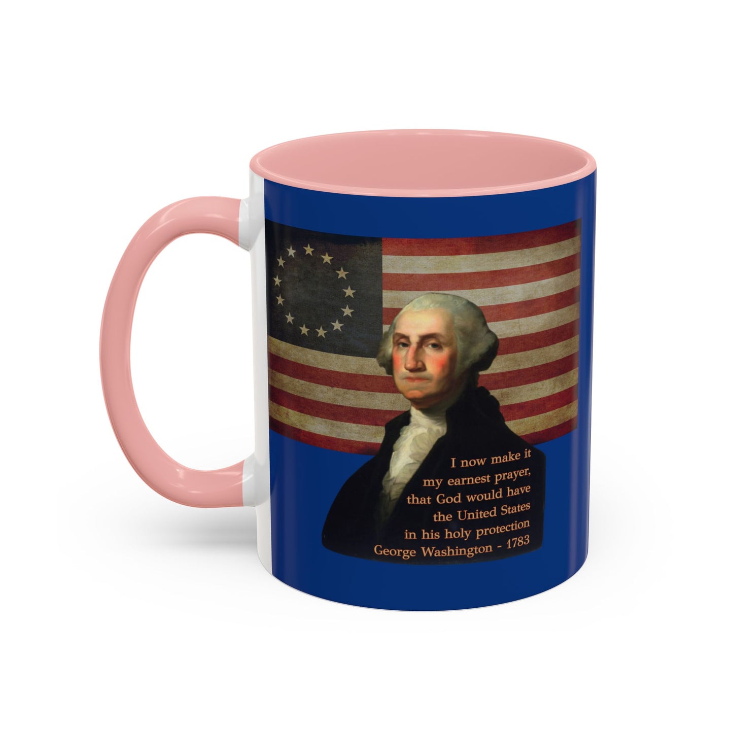 Washington's Earnest Prayer Dark Blue Accent Mug by theGreenDragonTavern.shop