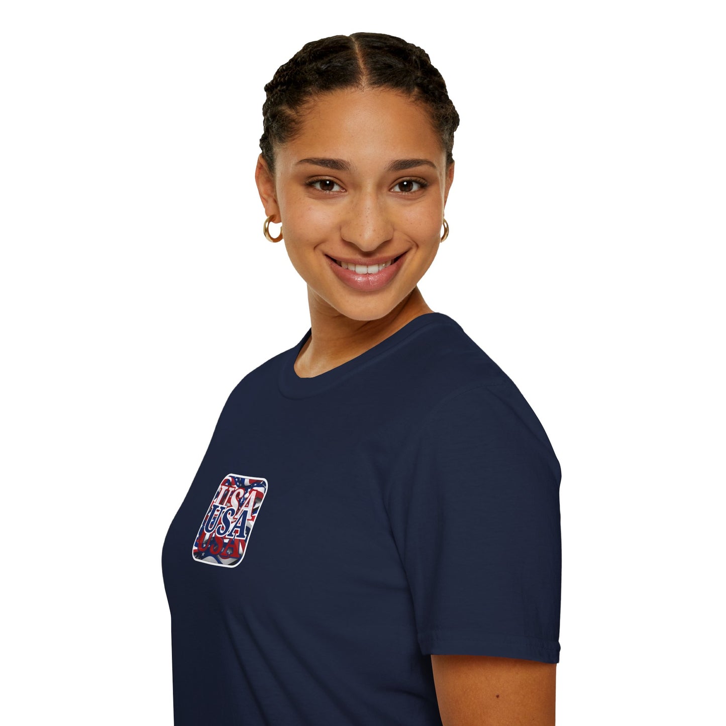 2-sided, Red White and BLUE USA Patriot Dark colors Unisex T-Shirt by theGreenDragonTavern.shop