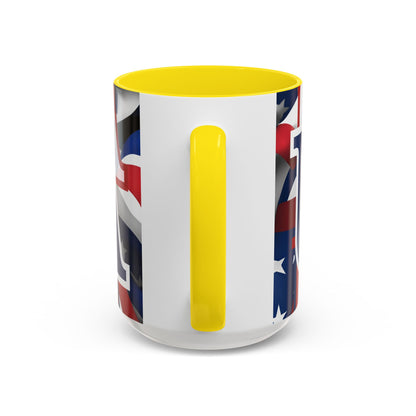 USA! USA! USA Blue font Patriot Black Accent Mug by theGreenDragonTavern.shop