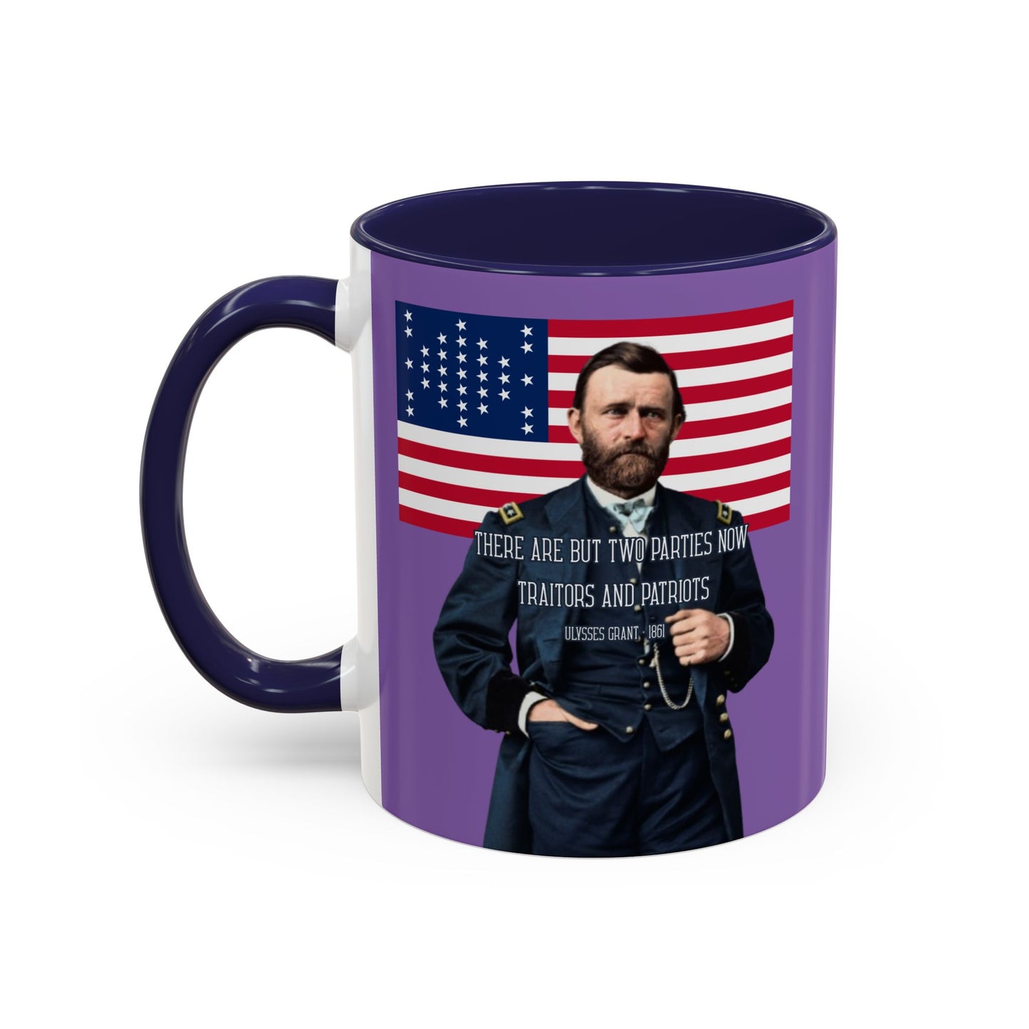 "Traitors and Patriots" Ulysses Grant Light Purple Accent Mug by theGreenDragonTavern.shop