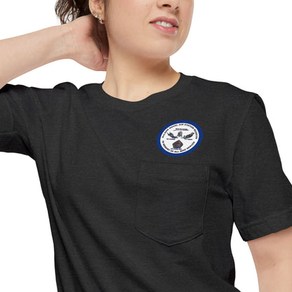 DNASM Student Art Navy Frame Unisex Pocket T-Shirt by theGreenDragonTavern.shop