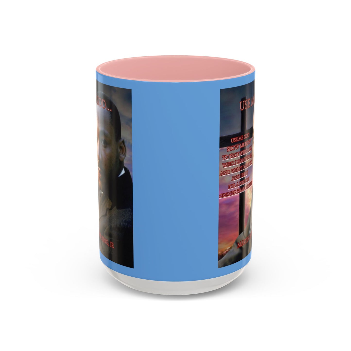 Use Me God, MLK Jr Blue Accent Mug by theGreenDragonTavern.shop