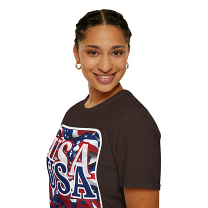 Red White and BLUE USA Patriot Dark colors Unisex T-Shirt by theGreenDragonTavern.shop