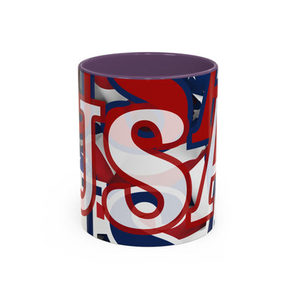 USA! USA! USA White font Patriot Red Accent Mug by theGreenDragonTavern.shop