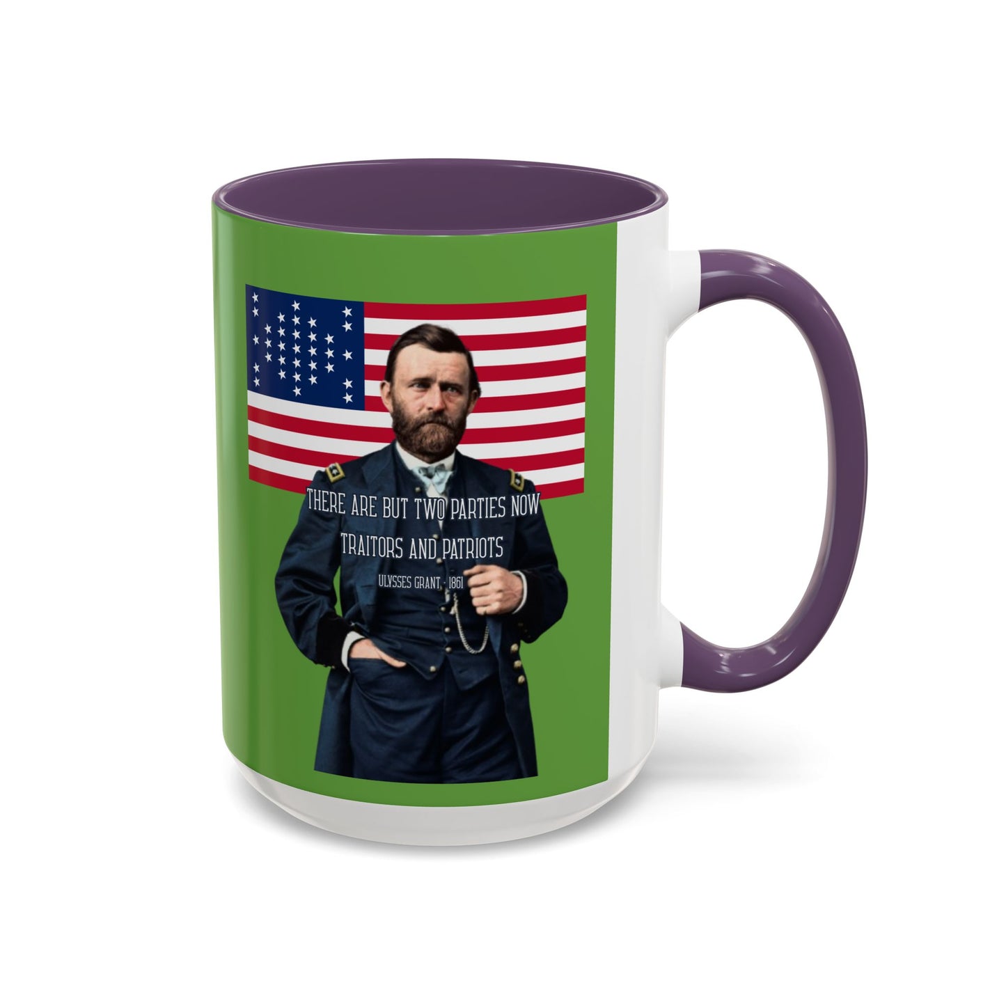 "Traitors and Patriots" Ulysses Grant Green Accent Mug by theGreenDragonTavern.shop